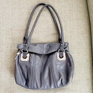 Tignanello Genuine Leather Shoulder Bag: Gray